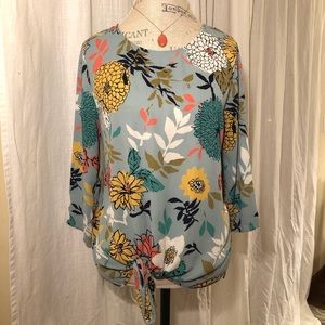 LE LIS Multicolor Floral Tie Front Top